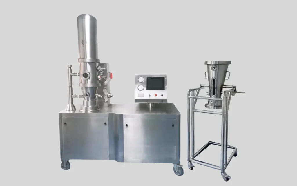 Tablet coating machine line with peristaltic pump cart