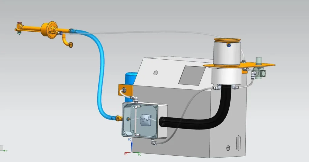 Heated insulation hose and temperature controlled melt delivery line