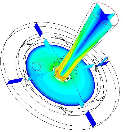 CFD air flow field simulation inside jet mill grinding chamber