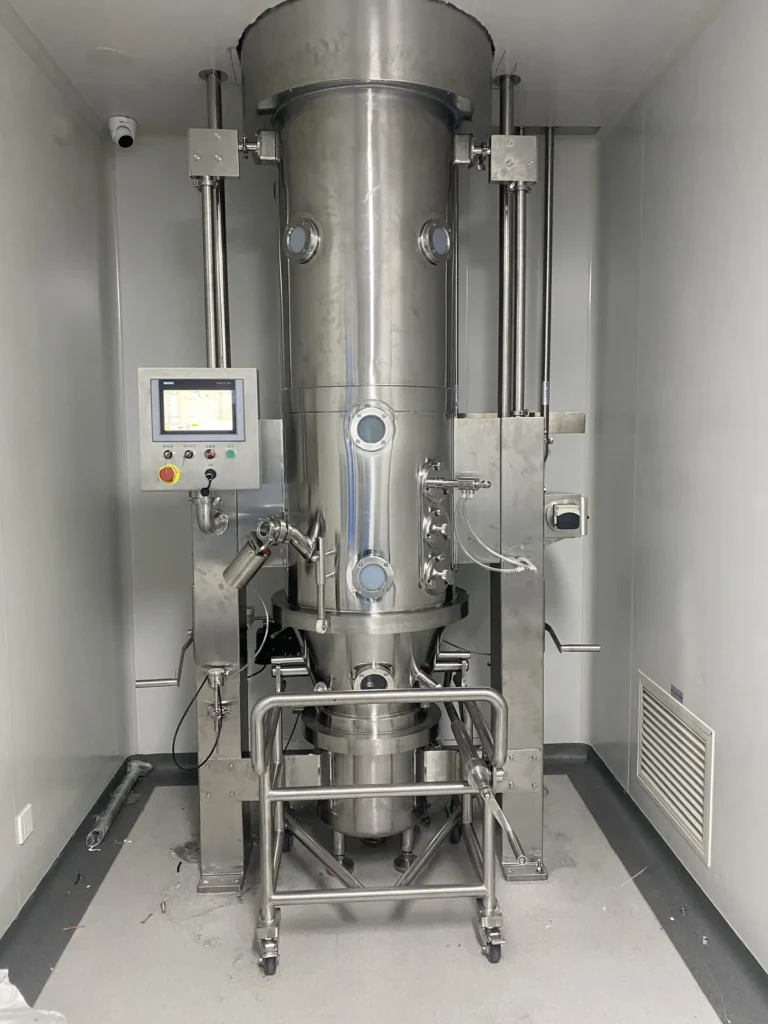 Fluid bed product column close-up at customer site