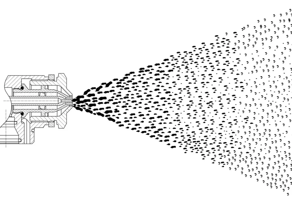 Spray droplet size formation principle of two-fluid nozzle