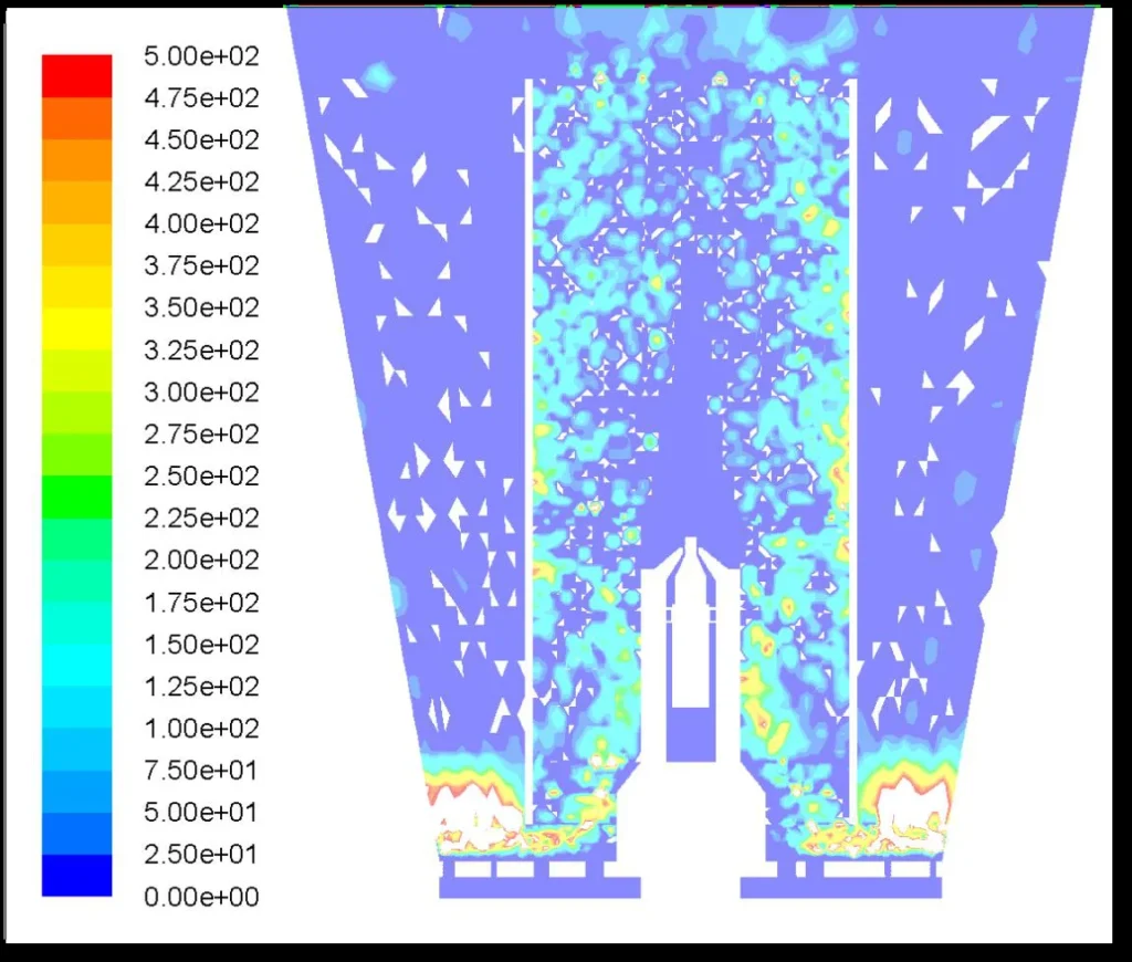 CFD simulation of spray pattern inside a fluid bed processor