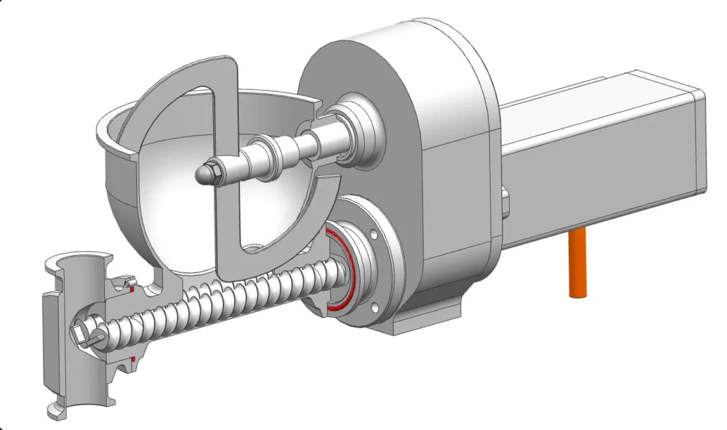Intermeshing twin screws of loss in weight powder feeder
